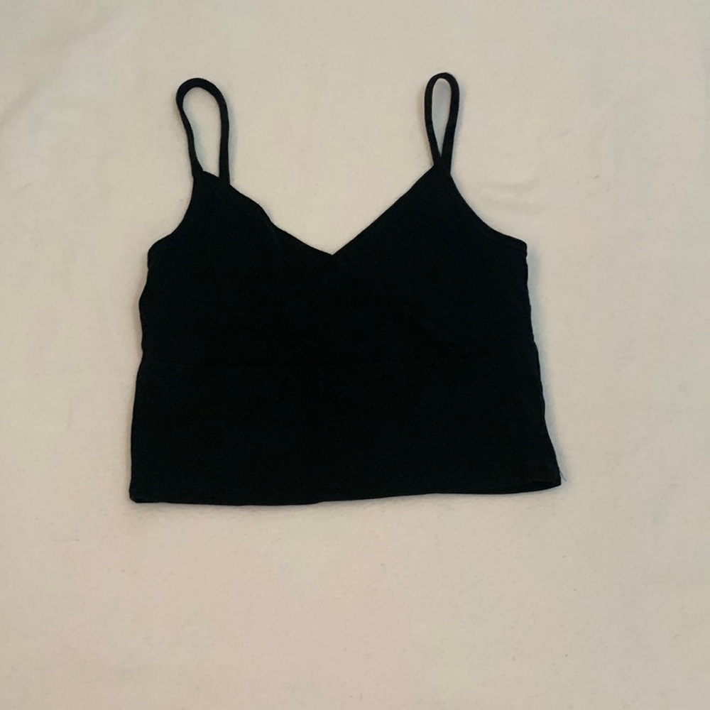 shein black v neck crossover tank size small